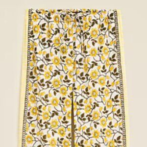 Cotton voile beach pant in daffodil daze block print